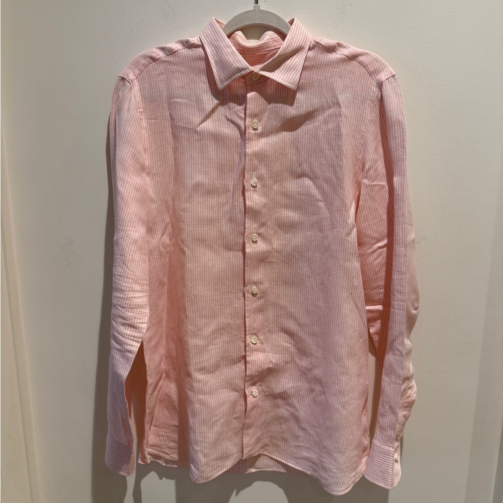 SOCAPRI Button Down Seersucker Long Sleeve shirt size Large